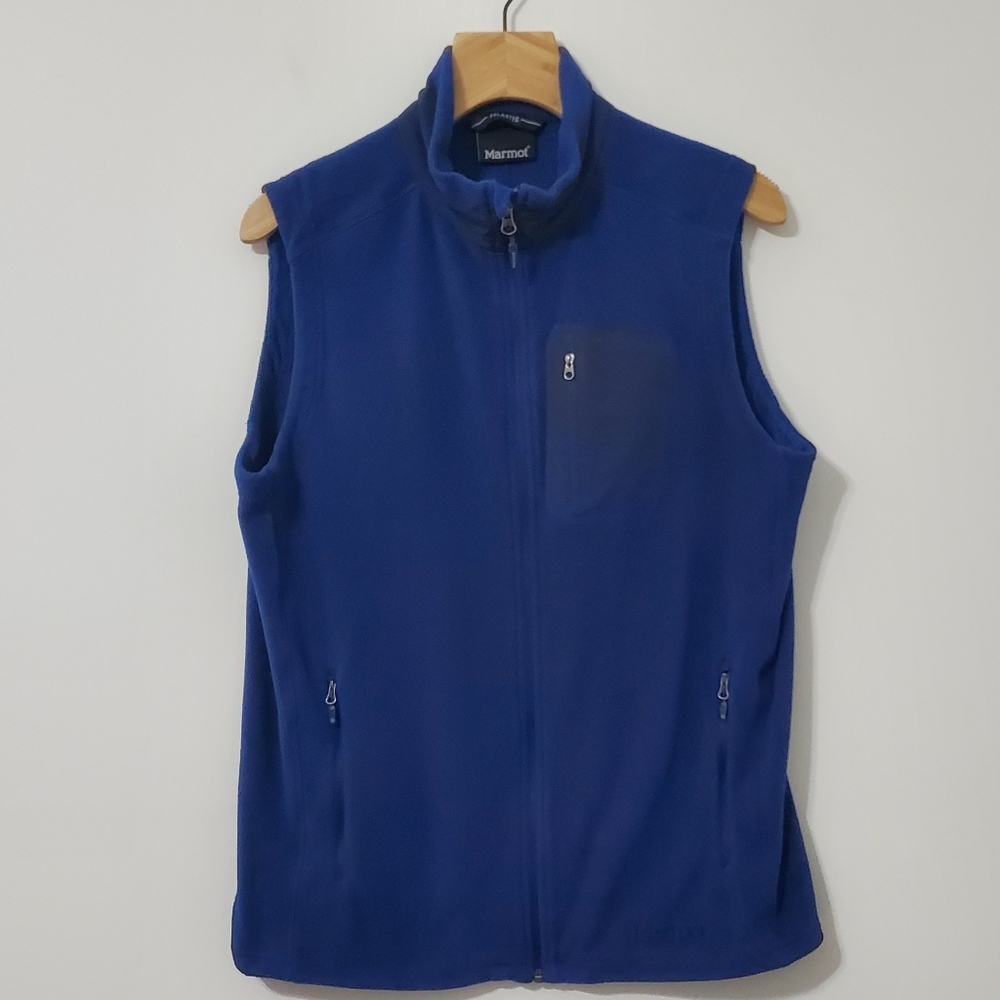 Marmot Full Zip Fleece Vest Blue Men's Large